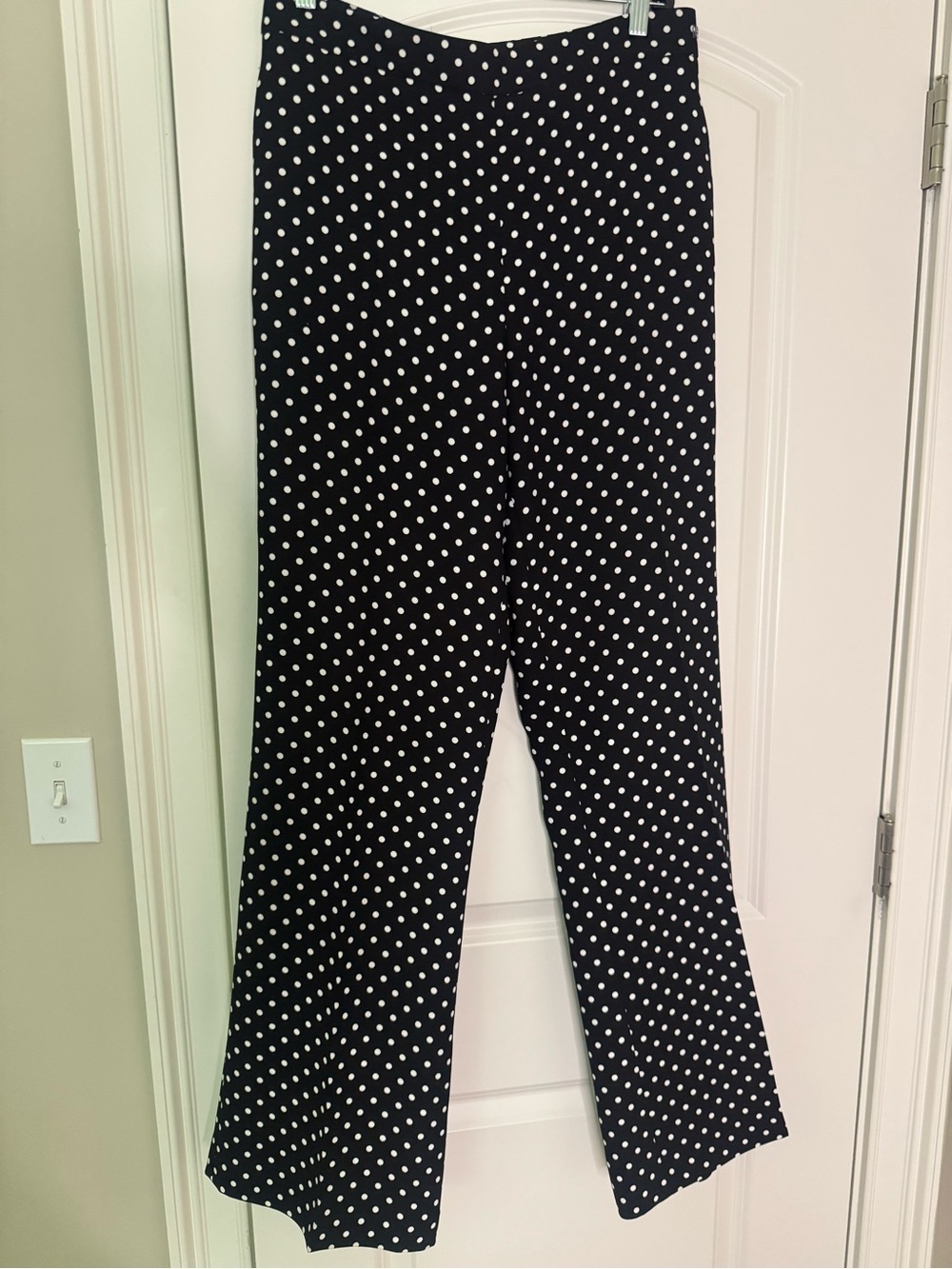 CH Carolina Herrera Polka Dot wide leg Pants Black Ivory Size 8